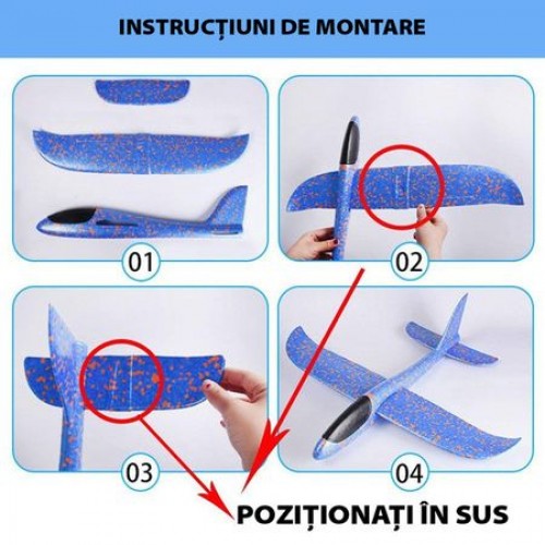 Avion planor din polistiren cu Led, 47 cm